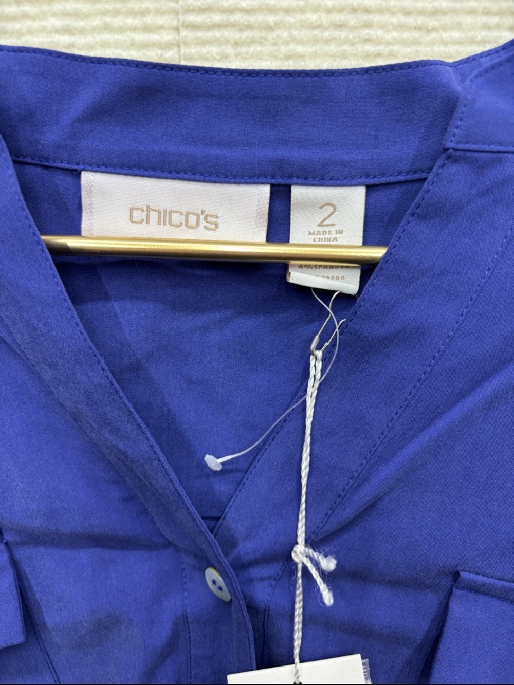 New Chico’s | Cobalt purple blue Button-Front Blouse 2 - Picture 2 of 5